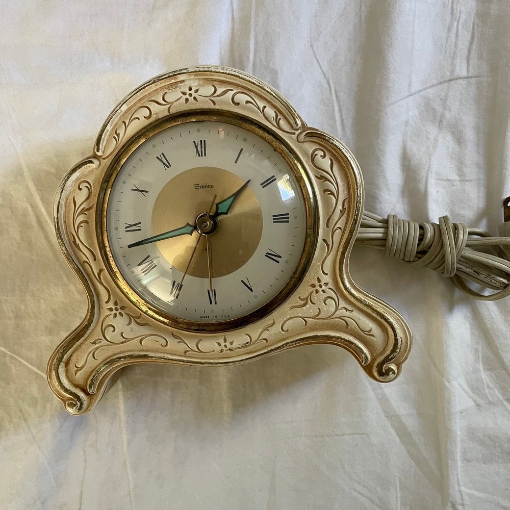 Vintage‎ 1964 Syroco Model 701 Electric Alarm Clock Ornate Resin